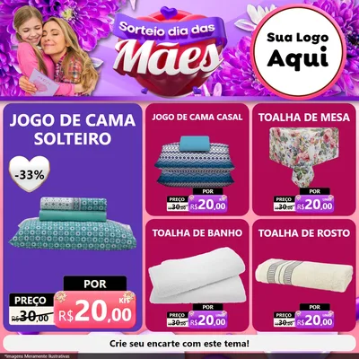 Modelo de Rede Social para Feed Facebook com o tema Sorteio Dia das Mães para Cama, Mesa e Banho