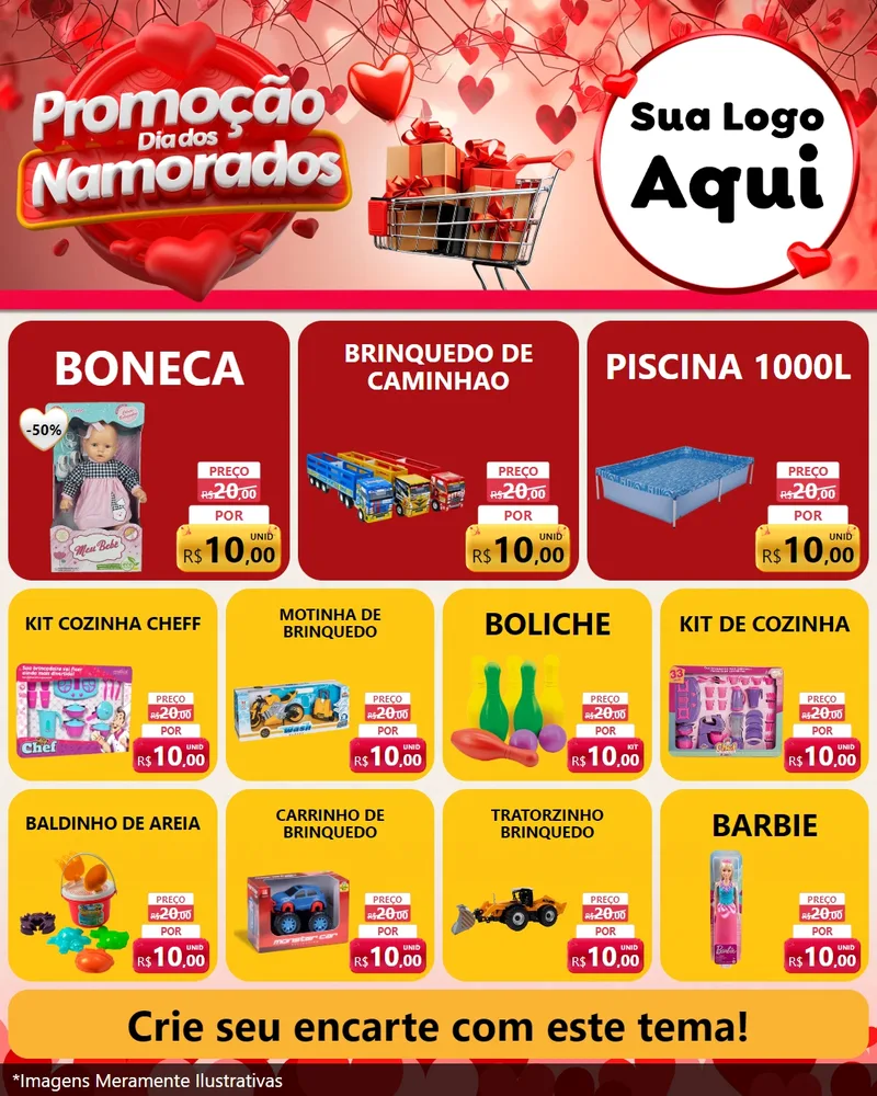 Modelo de Rede Social para Feed Instagram com o tema Promoção Dia dos Namorados para Brinquedos