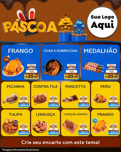 Modelo de Rede Social para Feed Instagram com o tema Páscoa para Assados