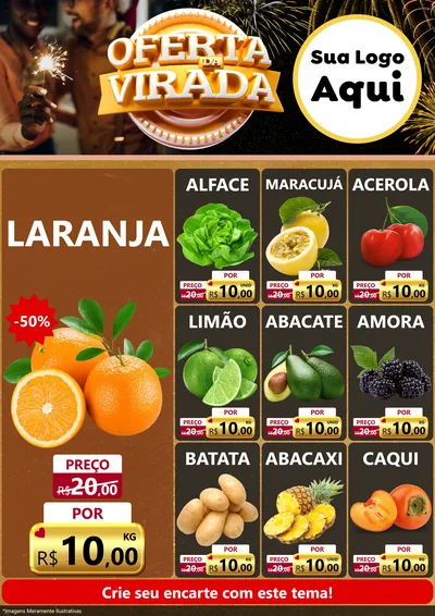 Modelo de Encarte para Encarte A4 Vertical com o tema Oferta da Virada para Hortifrúti