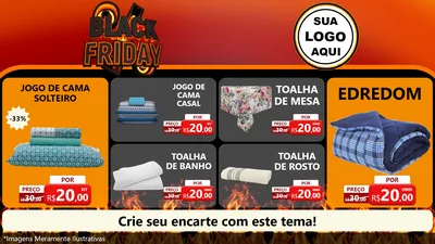 Modelo de TV para TV Horizontal com o tema Black Friday para Cama, Mesa e Banho