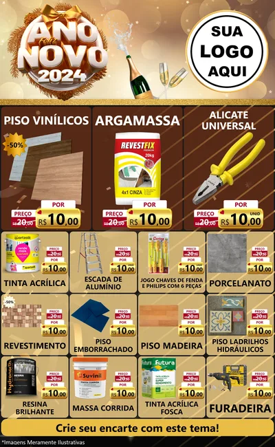 Modelo de Encarte para Encarte Grande com o tema Feliz Ano Novo 2027 para Material para Construção