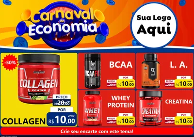 Modelo de Encarte para Encarte A4 Horizontal com o tema Carnaval da Economia para Suplementos alimentares