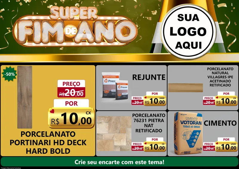Modelo de Encarte para Encarte A4 Horizontal com o tema Super Fim de Ano para Pisos e revestimentos