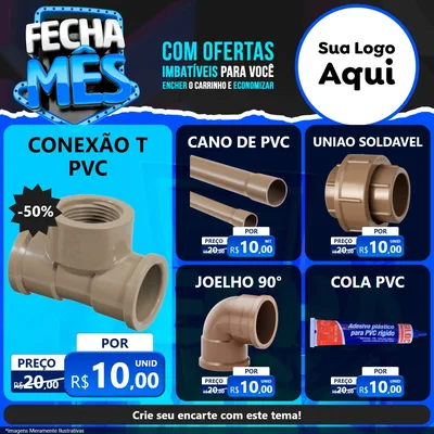 Modelo de Rede Social para Feed Facebook com o tema Fecha Mês para Tubos e conexões