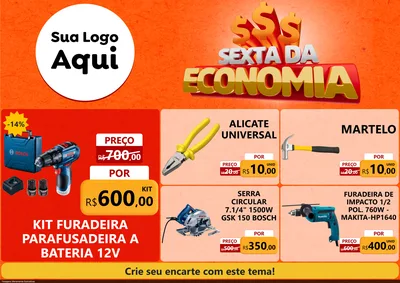 Modelo de Encarte para Encarte A4 Horizontal com o tema Sexta da Economia para Maquinas e Ferramentas
