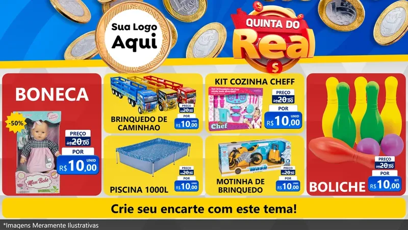 Modelo de TV para TV Horizontal com o tema Quinta do Real para Brinquedos