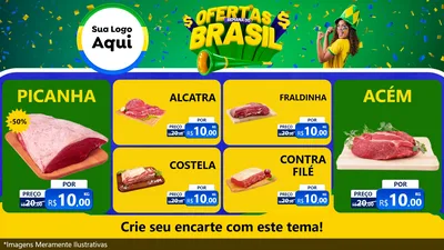 Modelo de TV para TV Horizontal com o tema Ofertas Semana do Brasil para Açougue