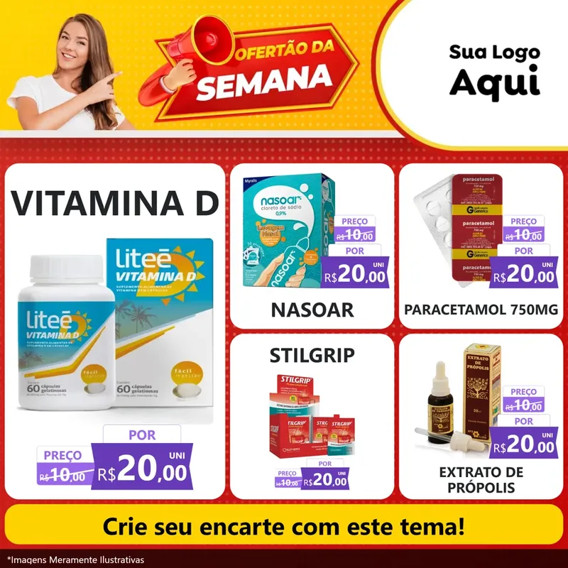 Modelo de Rede Social para Feed Facebook com o tema Ofertão da Semana para Farmácia