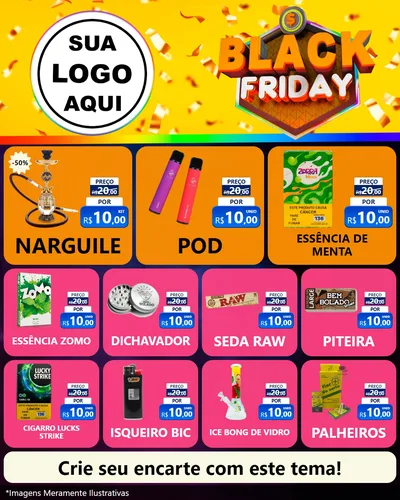 Modelo de Rede Social para Feed Instagram com o tema Black Friday para Tabacaria