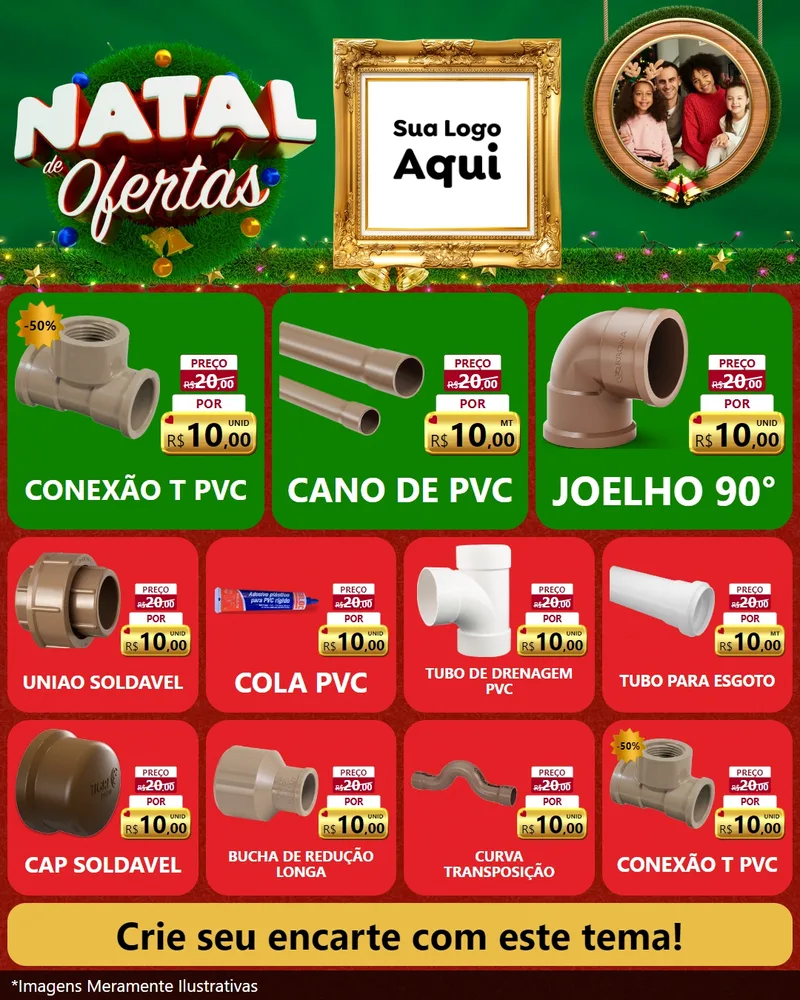 Modelo de Rede Social para Feed Instagram com o tema Natal de Ofertas para Tubos e conexões