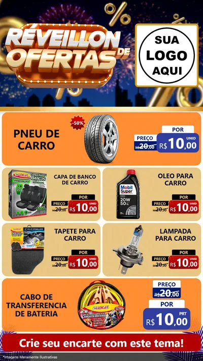 Modelo de TV para TV Vertical com o tema Réveillon de Ofertas para Auto peças