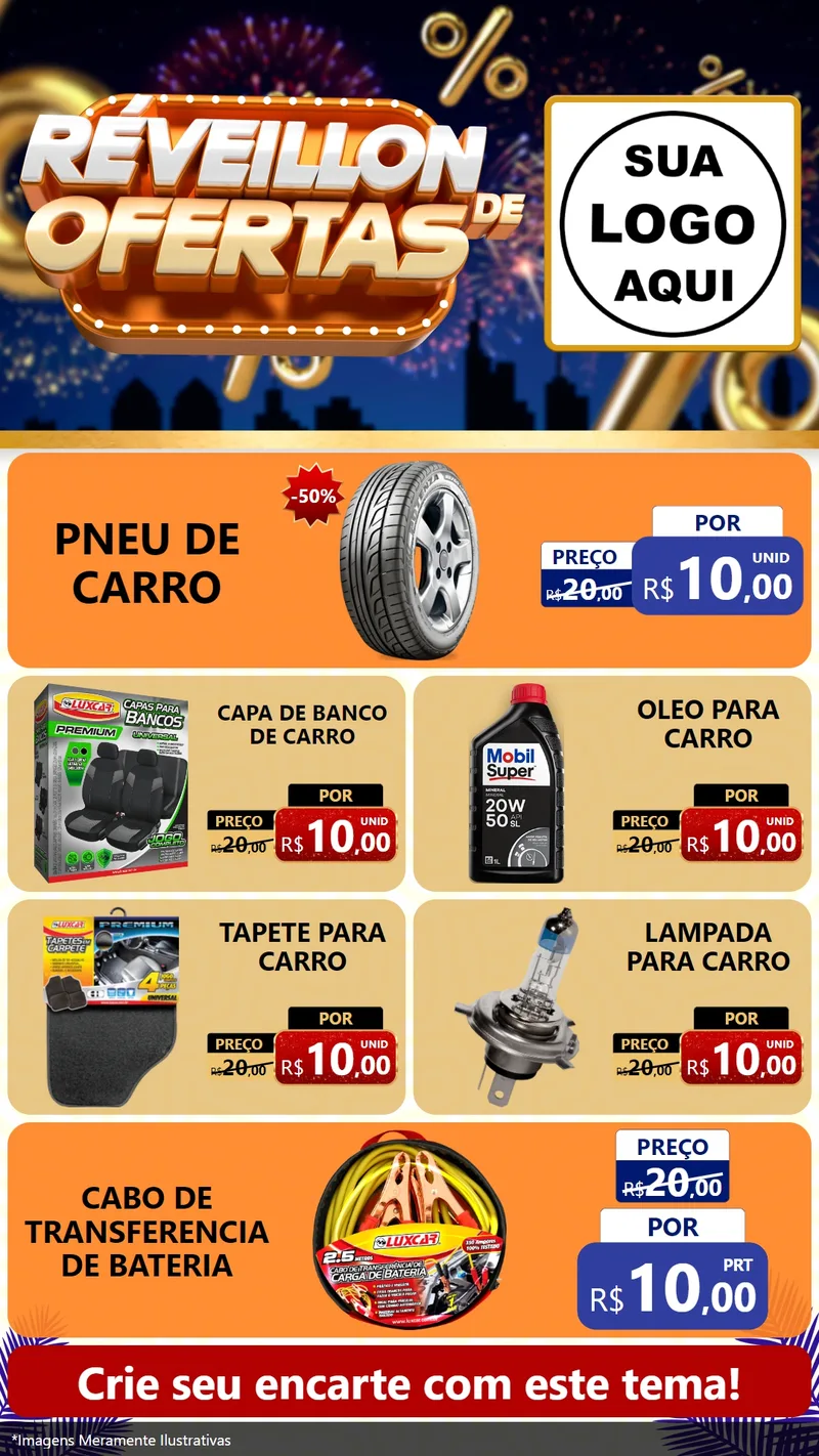 Modelo de TV para TV Vertical com o tema Réveillon de Ofertas para Auto peças