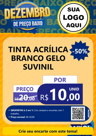 Modelo de Cartaz para Cartaz A4 Vertical com o tema Dezembro de Preço Baixo para Tintas e Ferramentas