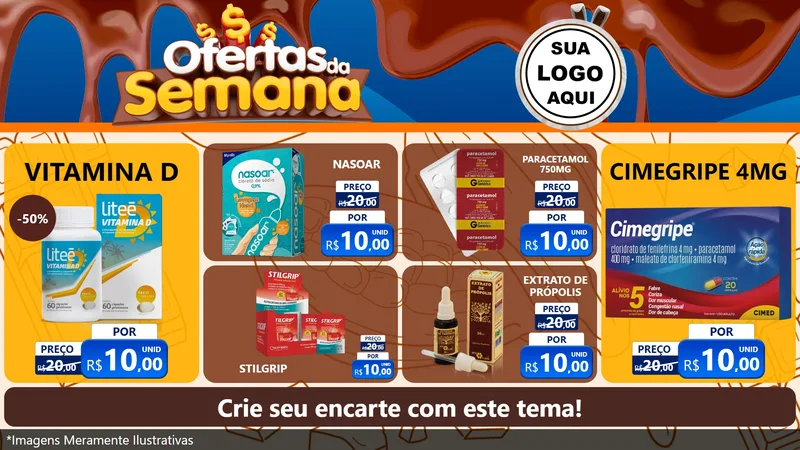 Modelo de TV para TV Horizontal com o tema Ofertas da Semana - Páscoa para Farmácia
