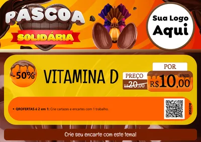 Modelo de Cartaz para Cartaz A4 Horizontal com o tema Páscoa Solidária para Farmácia