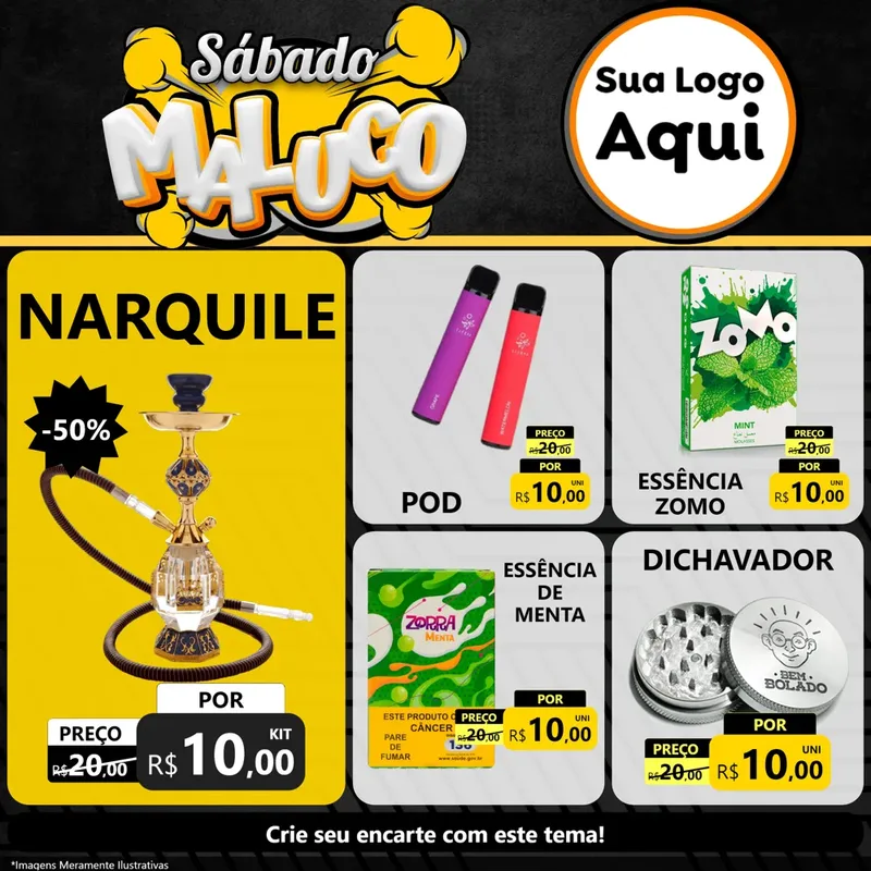Modelo de Rede Social para Feed Facebook com o tema Sábado Maluco para Tabacaria