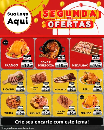 Modelo de Rede Social para Feed Instagram com o tema Segunda de Ofertas para Assados