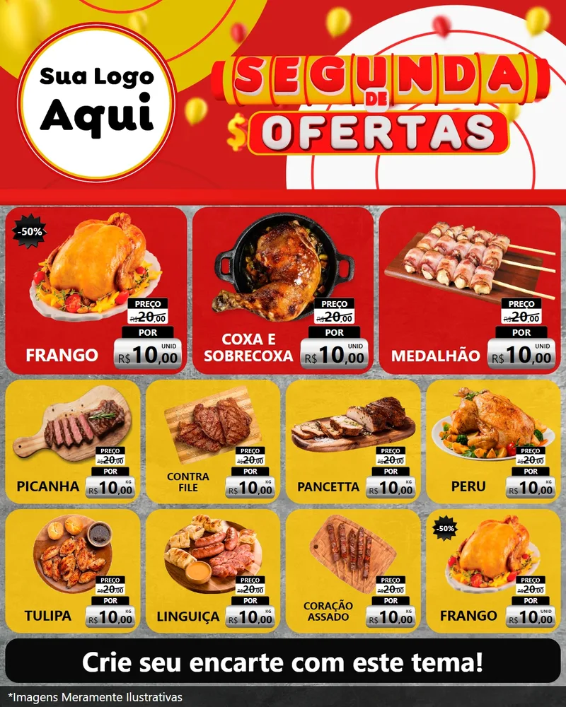 Modelo de Rede Social para Feed Instagram com o tema Segunda de Ofertas para Assados
