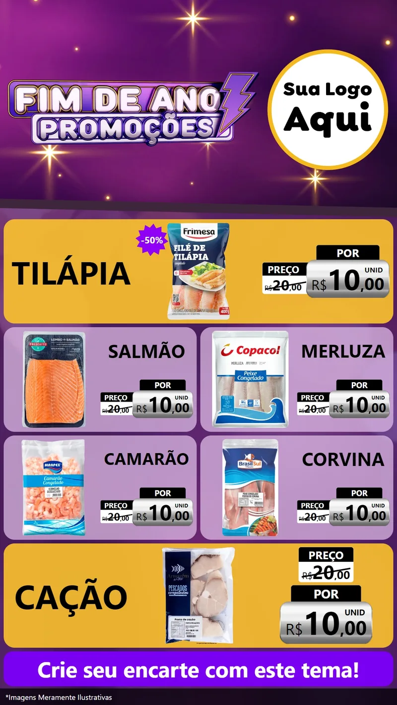 Modelo de TV para TV Vertical com o tema Fim de Ano Promoções para Peixaria