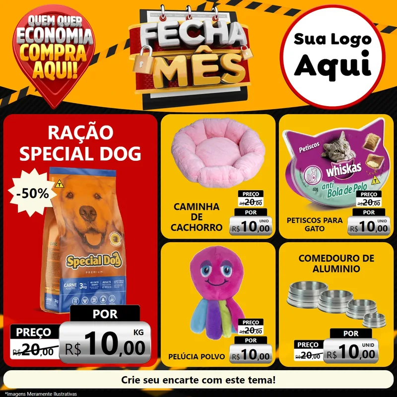 Modelo de Rede Social para Feed Facebook com o tema Fecha Mês para Pet Shop
