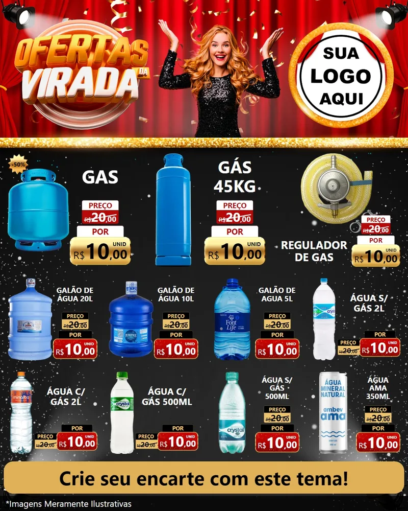 Modelo de Rede Social para Feed Instagram com o tema Ofertas da Virada para Água e gás