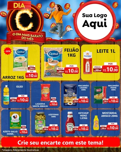 Modelo de Rede Social para Feed Instagram com o tema Dia C - O Dia Mais Barato Do Mês para Supermercado