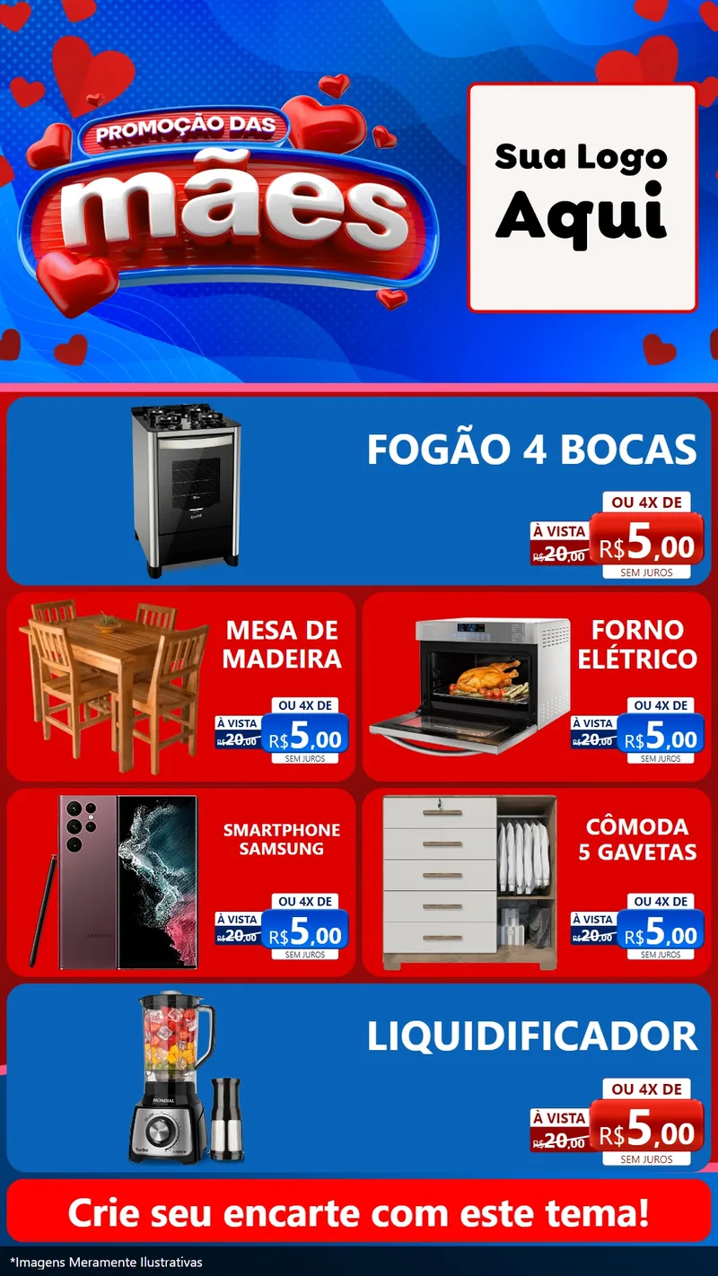 Modelo de TV para TV Vertical com o tema Promoção das Mães para Móveis e Eletro