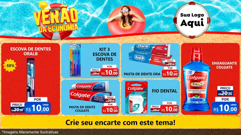 Modelo de TV para TV Horizontal com o tema Verão da Economia para Higiene Pessoal