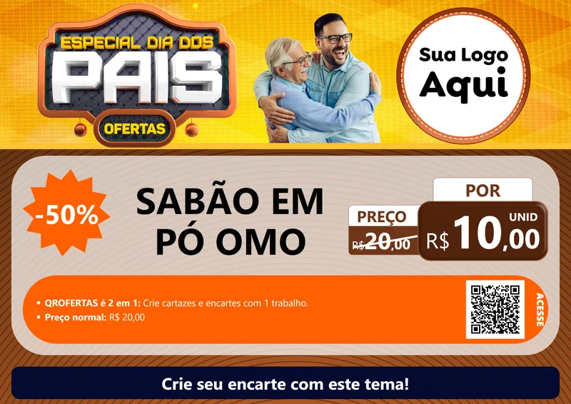 Modelo de Cartaz para Cartaz A4 Horizontal com o tema Especial Dia dos Pais para Produtos de Limpeza