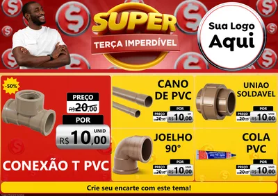 Modelo de Encarte para Encarte A4 Horizontal com o tema Super Terça Imperdível para Tubos e conexões