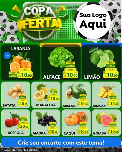 Modelo de Rede Social para Feed Instagram com o tema Copa De Ofertas para Hortifrúti