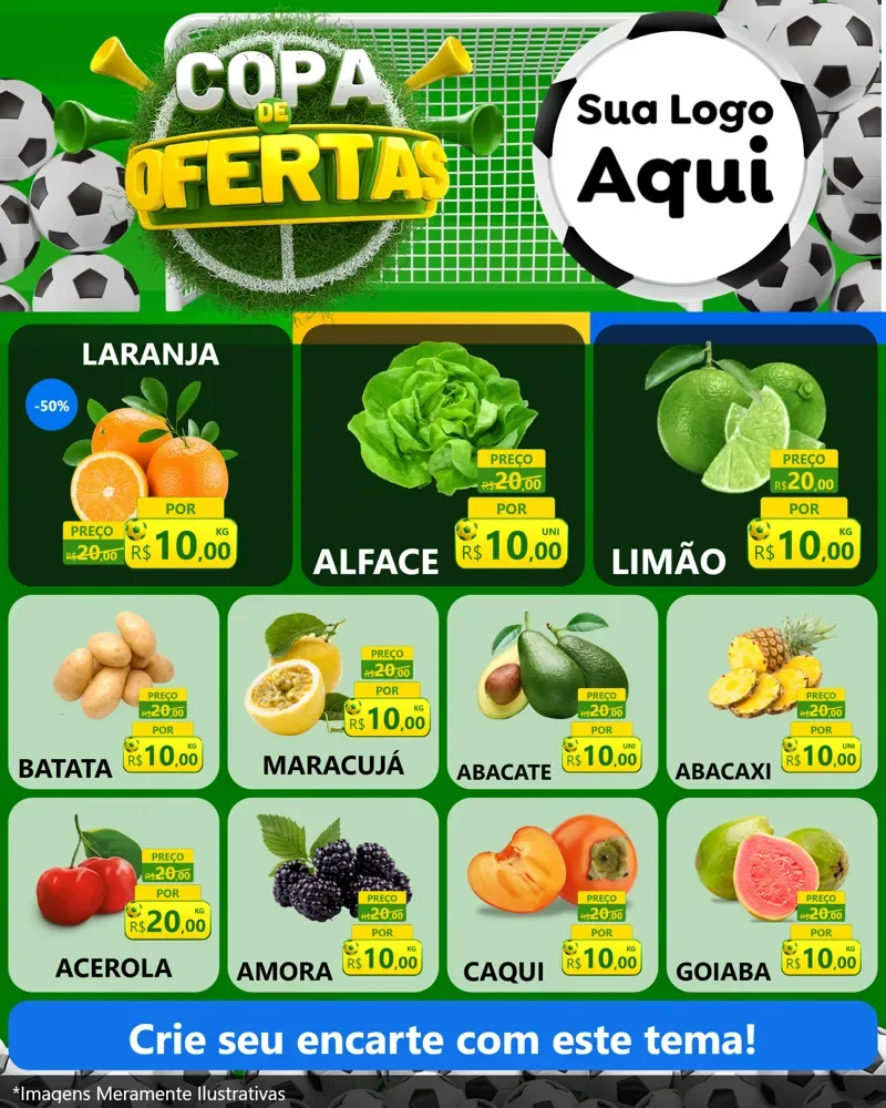 Modelo de Rede Social para Feed Instagram com o tema Copa De Ofertas para Hortifrúti