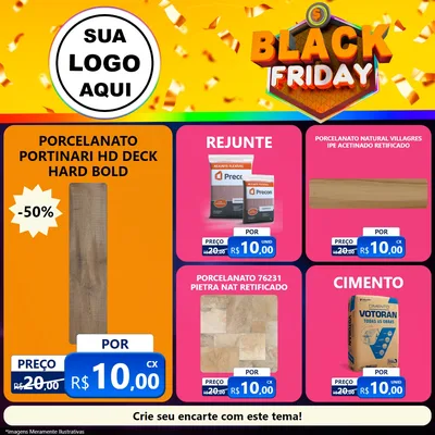 Modelo de Rede Social para Feed Facebook com o tema Black Friday para Pisos e revestimentos
