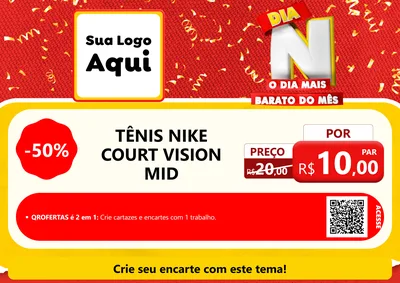 Modelo de Cartaz para Cartaz A4 Horizontal com o tema Dia N o Dia Mais Barato do Mês para Calçados