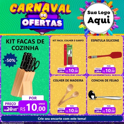 Modelo de Rede Social para Feed Facebook com o tema Carnaval de Ofertas para Utilidades Domésticas