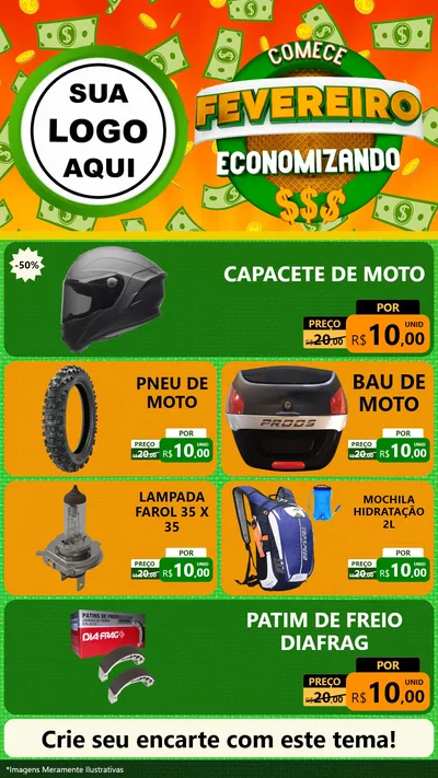 Modelo de TV para TV Vertical com o tema Comece Fevereiro Economizando para Moto peças