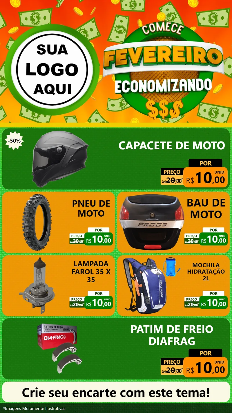 Modelo de TV para TV Vertical com o tema Comece Fevereiro Economizando para Moto peças