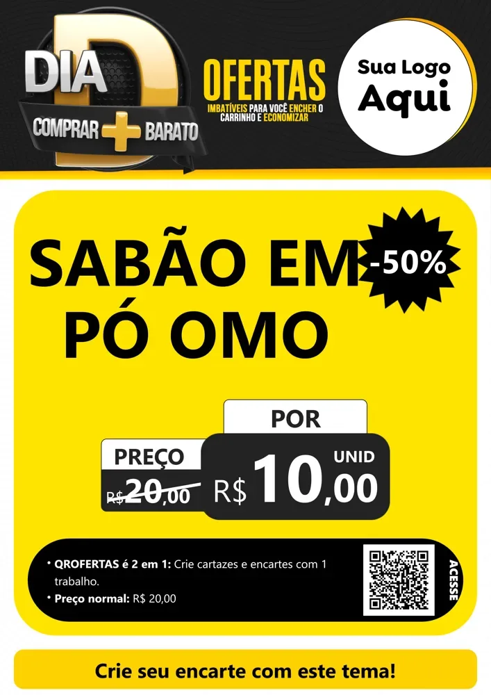 Modelo de Cartaz para Cartaz A4 Vertical com o tema Dia D Mais Economia para Produtos de Limpeza