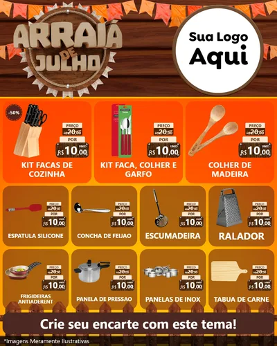 Modelo de Rede Social para Feed Instagram com o tema Arraiá de Julho - Junina para Utilidades Domésticas