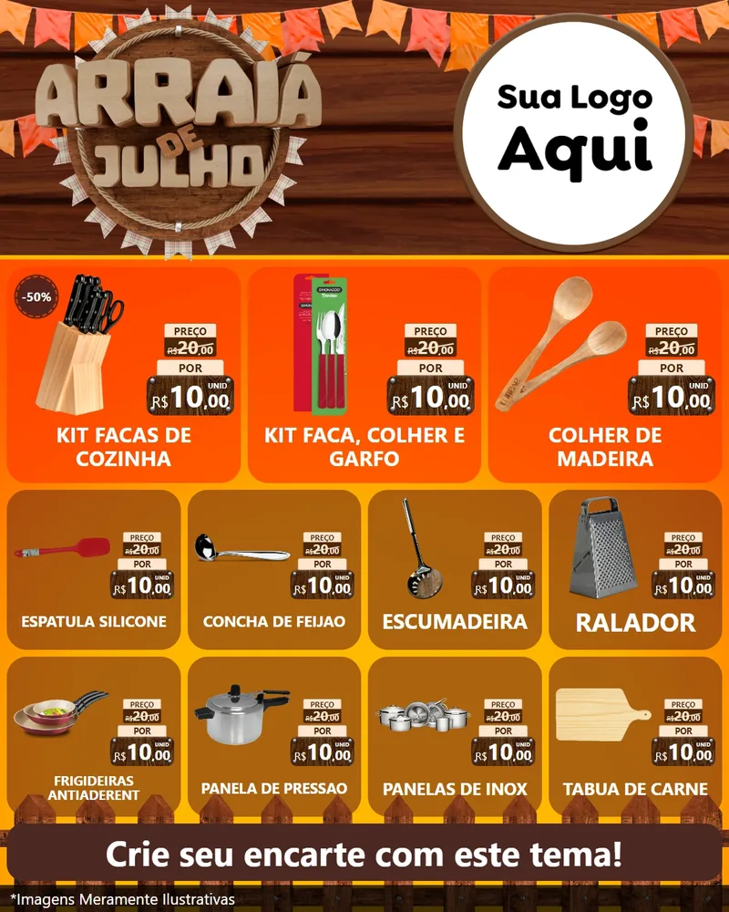 Modelo de Rede Social para Feed Instagram com o tema Arraiá de Julho - Junina para Utilidades Domésticas