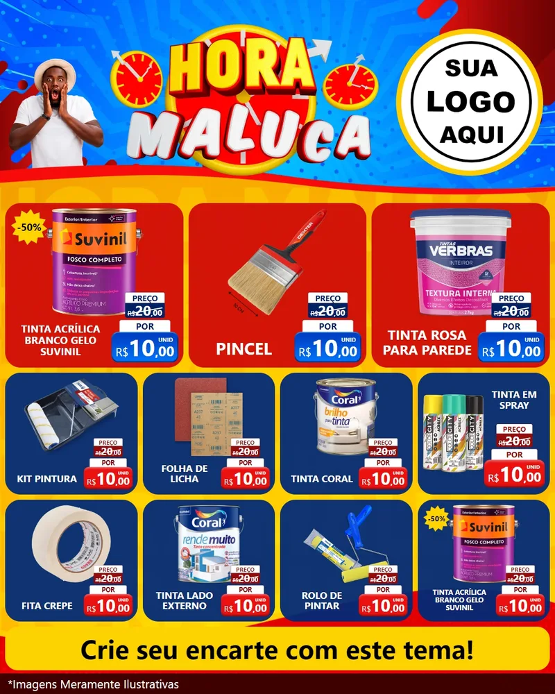 Modelo de Rede Social para Feed Instagram com o tema Hora Maluca para Tintas e Ferramentas