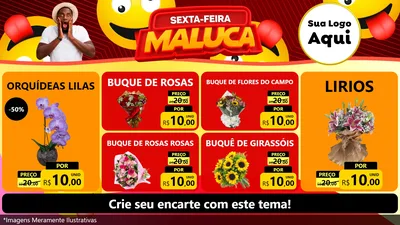 Modelo de TV para TV Horizontal com o tema Sexta-feira Maluca para Floricultura e jardim