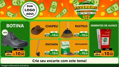 Modelo de TV para TV Horizontal com o tema Comece Fevereiro Economizando para Agropecuária