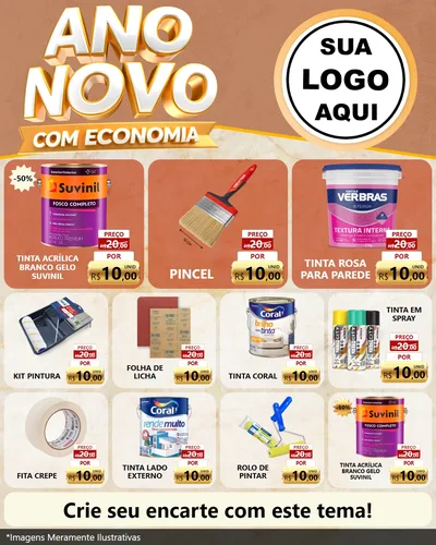 Modelo de Rede Social para Feed Instagram com o tema Ano Novo Com Economia para Tintas e Ferramentas