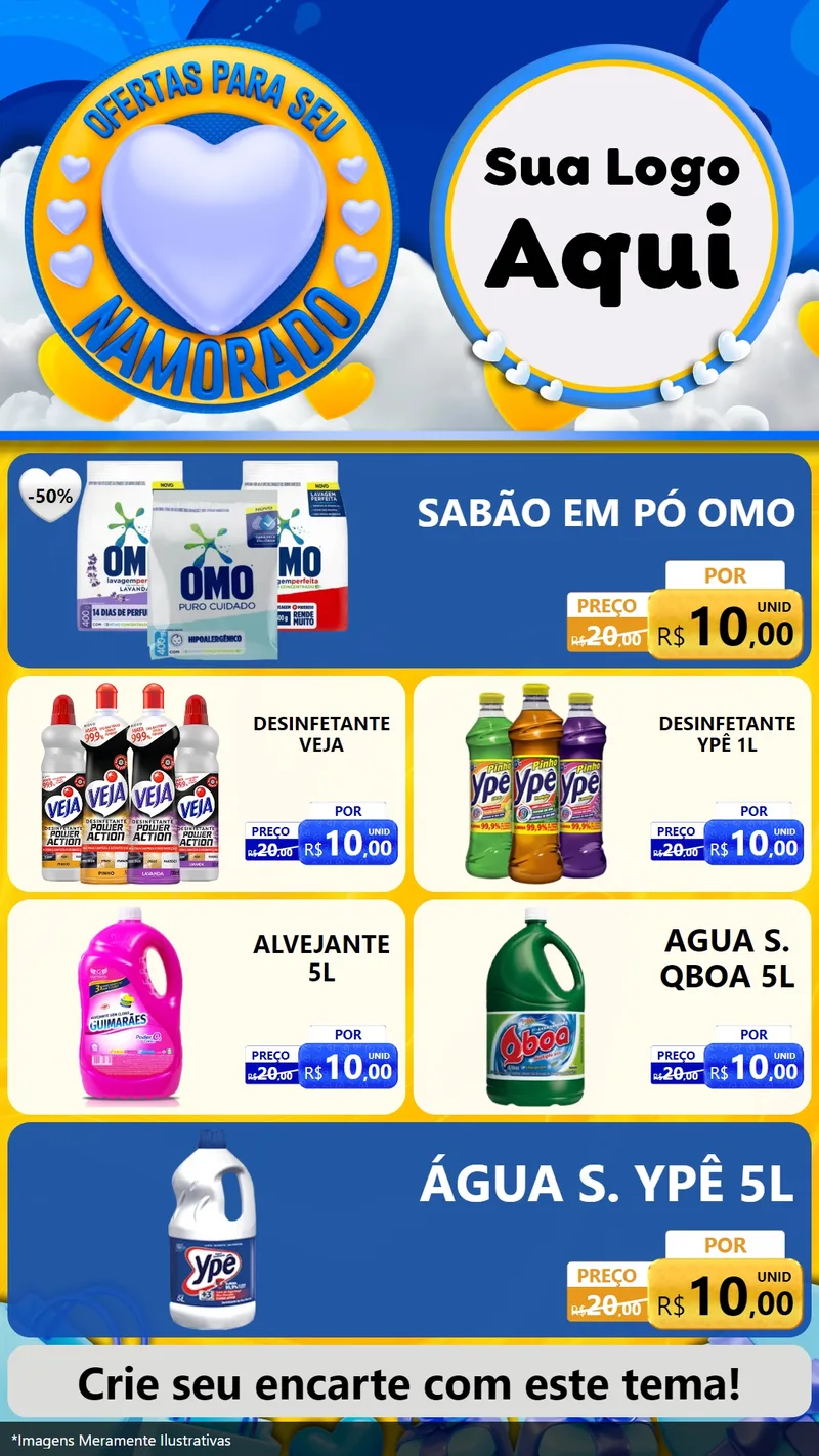 Modelo de TV para TV Vertical com o tema Ofertas Para Seu Namorado para Produtos de Limpeza