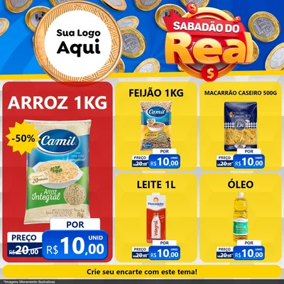 Modelo de Rede Social para Feed Facebook com o tema Sabadão do Real para Supermercado