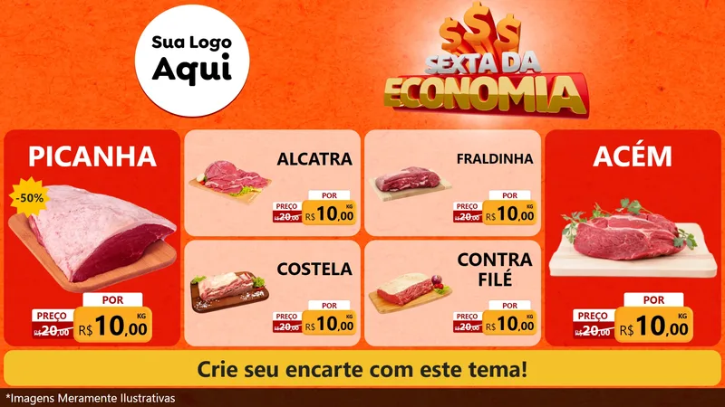 Modelo de TV para TV Horizontal com o tema Sexta da Economia para Açougue