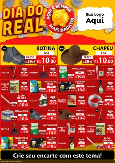 Modelo de Encarte para Encarte A4 Vertical com o tema Dia Do Real para Agropecuária