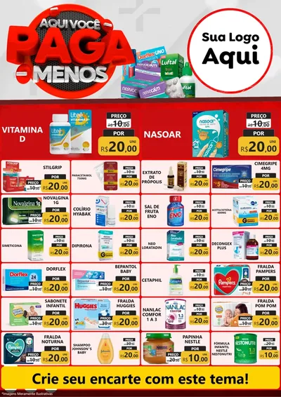 Modelo de Encarte para Encarte A4 Vertical com o tema Aqui você paga menos para Farmácia